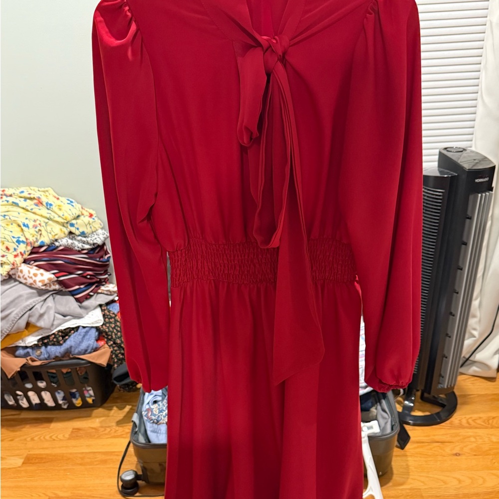 SHEIN Vibrant Red Long Sleeve Dress